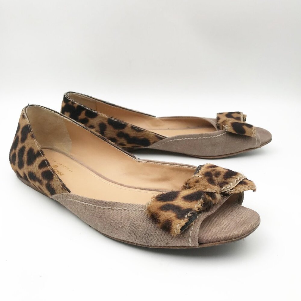 Prada- The Original Car Shoe by Prada, Animal Print Peep Toe Flats Womens 9.5